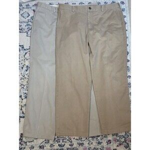 Lot Of 2 Pairs Of Brooks Brothers "346" Khaki Pants Dress Chinos Beige Flat Fron